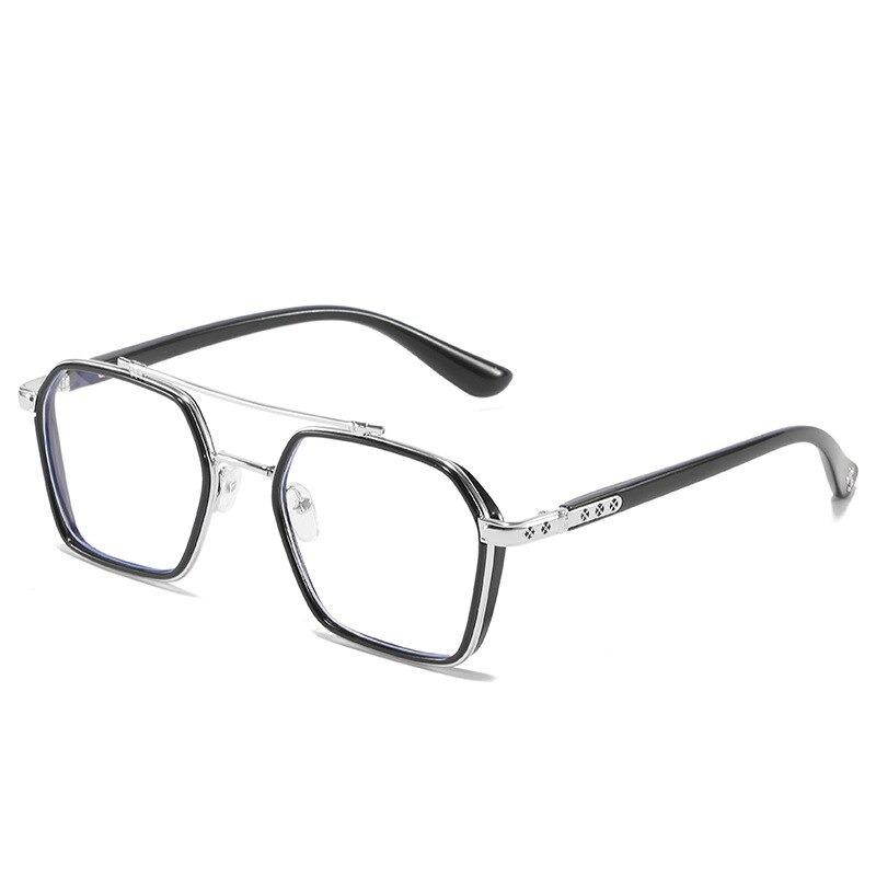 Retro Flat Tide Plate Metal Glasses Square Big Frame Eyeglasses For Unisex-Unique and Classy