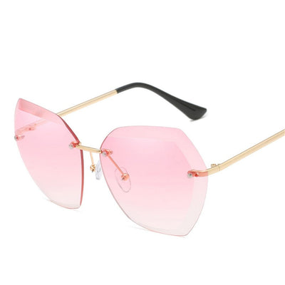 Stylish Hexagon Rim Less Transparent Sunglasses For Women-Unique and Classy
