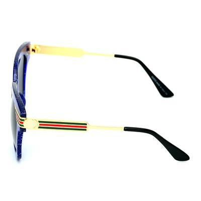 Rectangle Black And Blue Gold Sunglasses For Men And Women-Unique and Classy