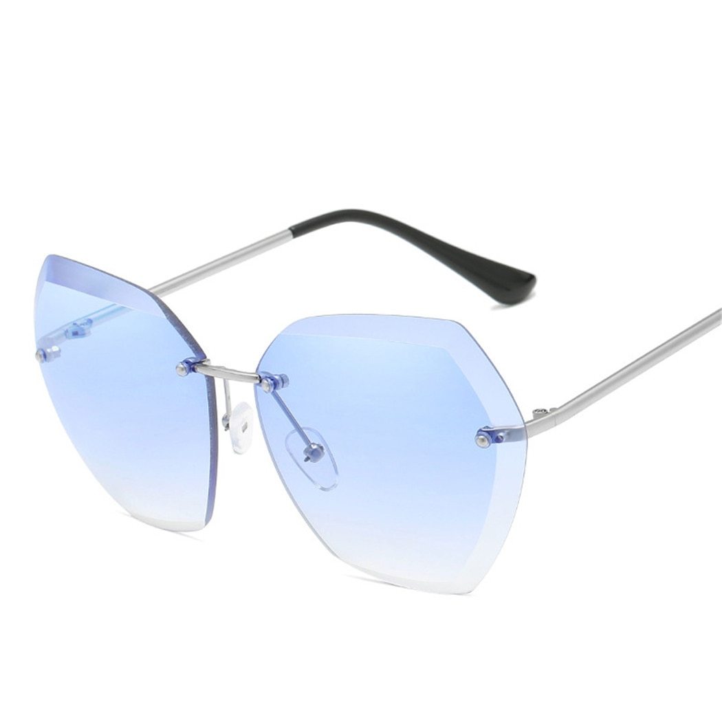 Stylish Hexagon Rim Less Transparent Sunglasses For Women-Unique and Classy