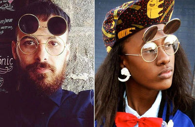 2020 Fashion Vintage Round Flip Up Clamshell Steam Punk Style Sunglasses For Unisex-Unique and Classy
