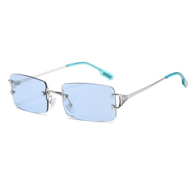 Rimless Small Square Frame Sunglasses For Unisex-Unique and Classy