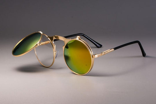 Sun Glasses Circle Flip Glasses 50-50 Flip-Up 24k Gold – 9FIVE Eyewear