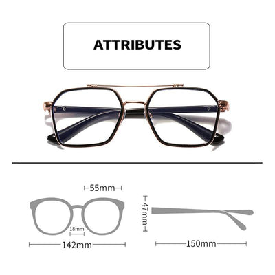 Retro Flat Tide Plate Metal Glasses Square Big Frame Eyeglasses For Unisex-Unique and Classy