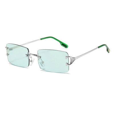 Rimless Small Square Frame Sunglasses For Unisex-Unique and Classy