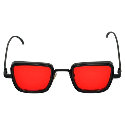 Red And Black Retro Square Sunglasses  For Men And Women-Unique and Classy