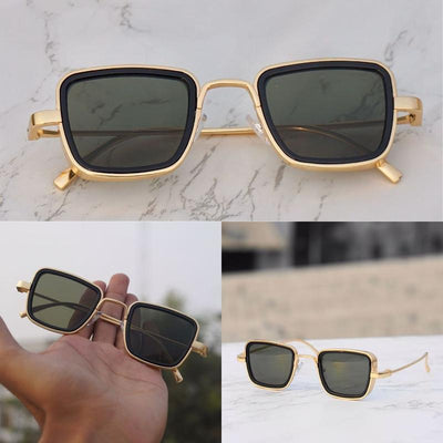 Green And Gold Retro Square Sunglasses For Men And Women-Unique and Classy