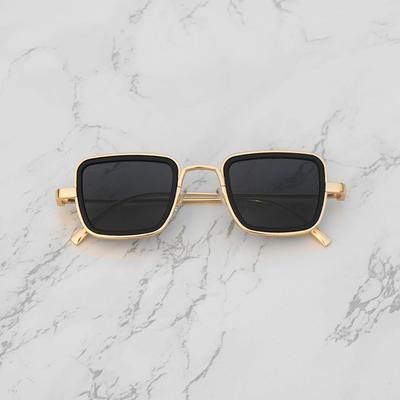 Black and Gold Retro Square Sunglasses For Men And Women-Unique and Classy