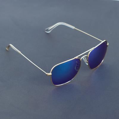 Raees Gold And Blue Mercury Square Sunglasses For Men And Women-Unique and Classy