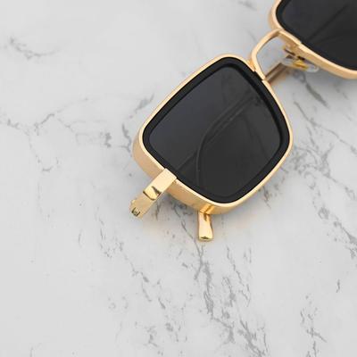 Black and Gold Retro Square Sunglasses For Men And Women-Unique and Classy