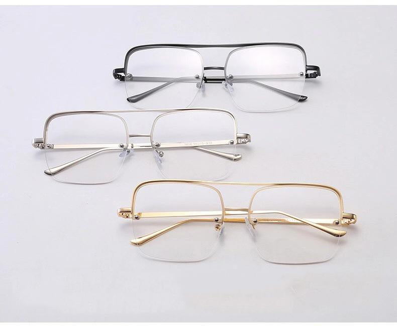 Square Glasses Frame Fashion Metal Eyewear Frame Men Women Optical - BRANDEDBABA