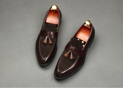 New Arrival Men Brown Suede Shoes Fashion Pointed Business Leisure Leather Slip On Loafer Black-Unique and Classy