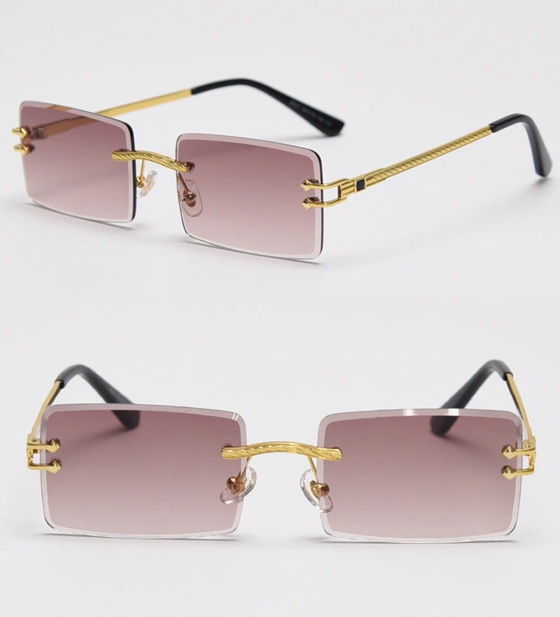 New Color Rectangle Rimless Gradient Sunglasses For Unisex-Unique and Classy