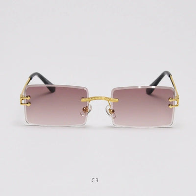 Rimless Rectangle Mirror Lens Eyewear For Unisex-Unique and Classy