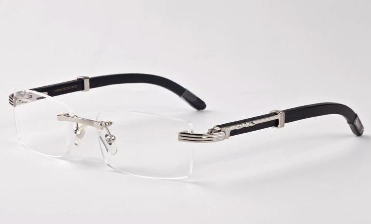 Retro Rimless Square Frame With Natural Wood Side Leg Eyewear For Unisex