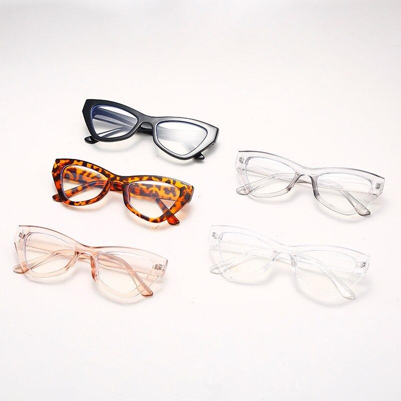 2021 Trendy Office Style Anti Blue Light Retro Clear Lens Cat Eye Computer Eyeglasses Spectacle Frame For Men And Women