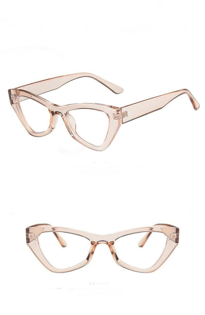 2021 Vintage 90s Brand Retro Triangle Blue Block Cat Eye Designer Driving Eyeglasses Spectacle Frame For Men And Women
