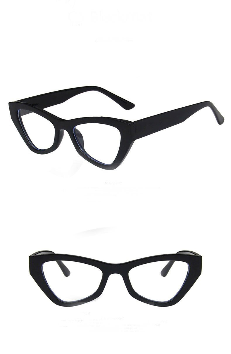 2021 Vintage 90s Brand Retro Triangle Blue Block Cat Eye Designer Driving Eyeglasses Spectacle Frame For Men And Women