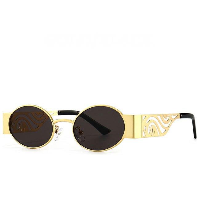 New Classic Vintage Brand Small Oval Punk Metal Frame High Quality Unique Retro Fashion Designer Sunglasses For Men And Women-Unique and Classy