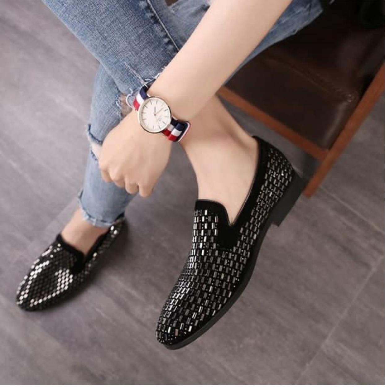Fashion Studded Moccasins Shoes For Party And Wedding Occasion - Unique and Classy
