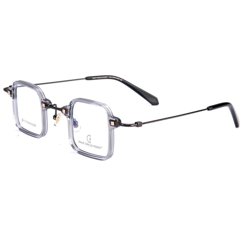 Fancy Vintage Retro Acetate with Metal Mini Square Shape Eyeglasses For Unisex