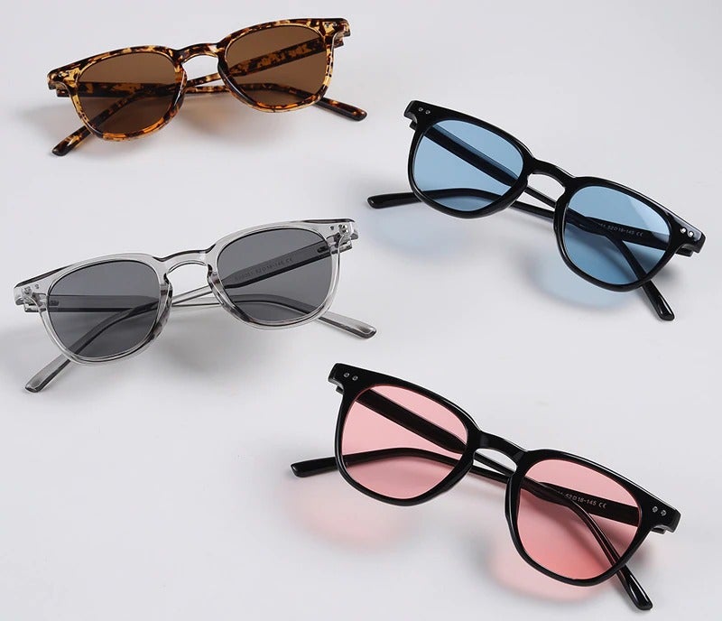 Rivet Small Frame Colorful Square Sunglasses For Unisex-Unique and Classy