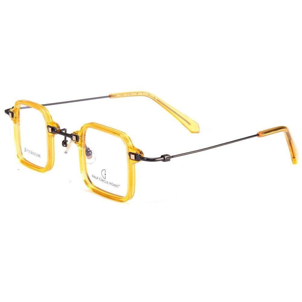 Acetate Metal Small Square Eyeglasses For Unisex-Unique and Classy