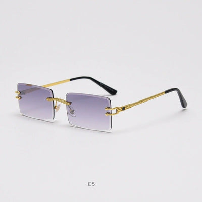 Rimless Rectangle Mirror Lens Eyewear For Unisex-Unique and Classy