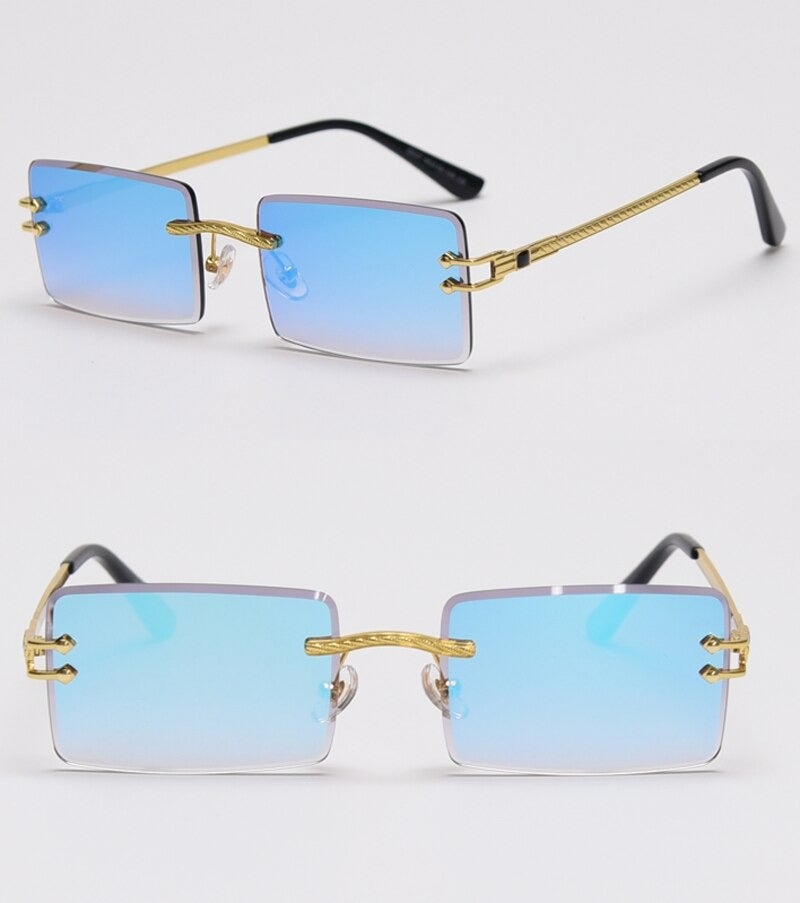 Vintage Unique Rimless Rectangle Sunglasses For Unisex-Unique and Classy