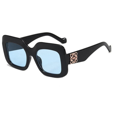 New Fashion Square Cool Metal Logo Frame Sunglasses For Unisex-Unique and Classy