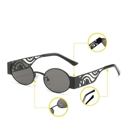 New Classic Vintage Brand Small Oval Punk Metal Frame High Quality Unique Retro Fashion Designer Sunglasses For Men And Women-Unique and Classy