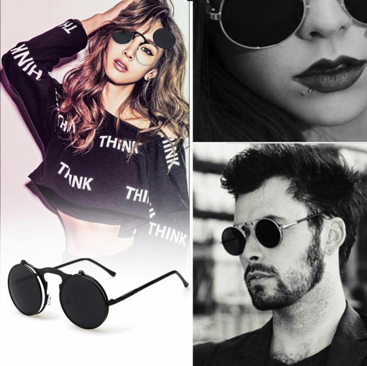 Flip Circular Double Metal Sunglasses For Men And Women-Unique and Classy