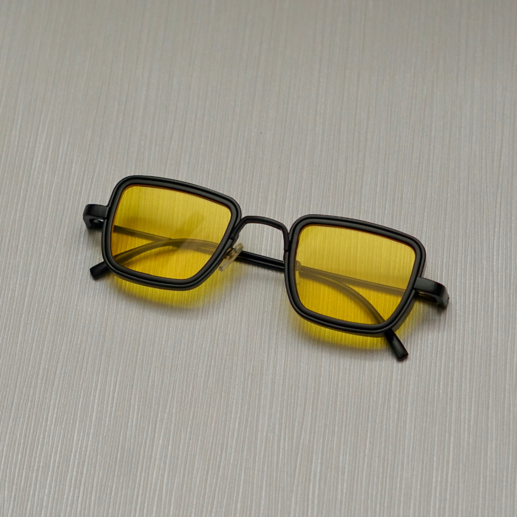 Retro Square Black Yellow Sunglasses For Men And Women-Unique and Classy