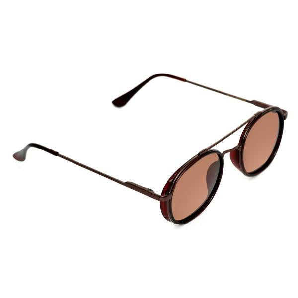 Full Brown S4612 Metal Frame Polarized Round Sunglasses For Men And Women-Unique and Classy