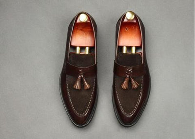 New Arrival Men Brown Suede Shoes Fashion Pointed Business Leisure Leather Slip On Loafer Black-Unique and Classy