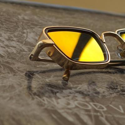 Stylish Square Orange Mercury And Gold Retro Sunglasses For Men And Women-Unique and Classy