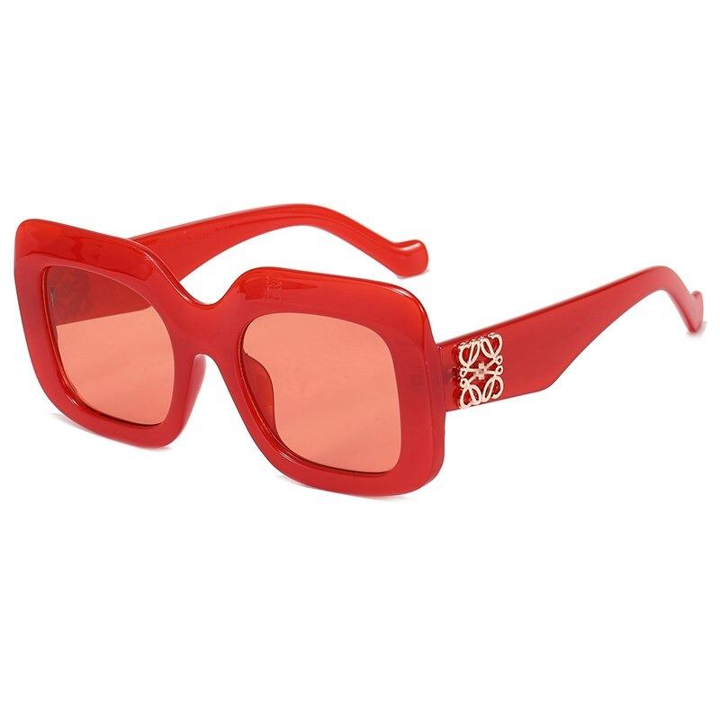 New Fashion Square Cool Metal Logo Frame Sunglasses For Unisex-Unique and Classy