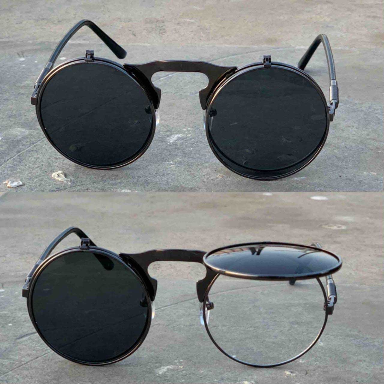 Vintage Round Flip Up Sunglasses For Men And Women-Unique and Classy