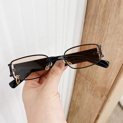 Fashion Small Rectangle With Metal Ring Decoration Frame Sunglasses For Men And Women-Unique and Classy