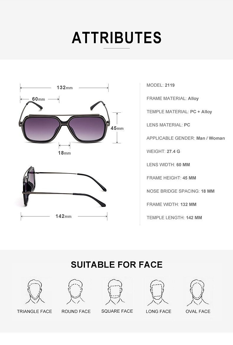 Luxury Brand Designer Classic Rectangle Fashion Square Sunglasses For Men And Women-Unique and Classy