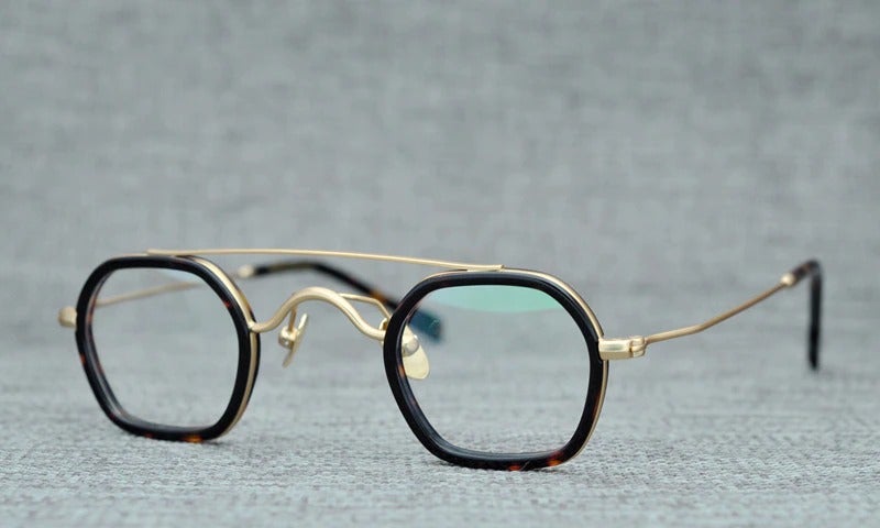 Flat Glass Frame Double Beam Polygonal Glasses For Unisex