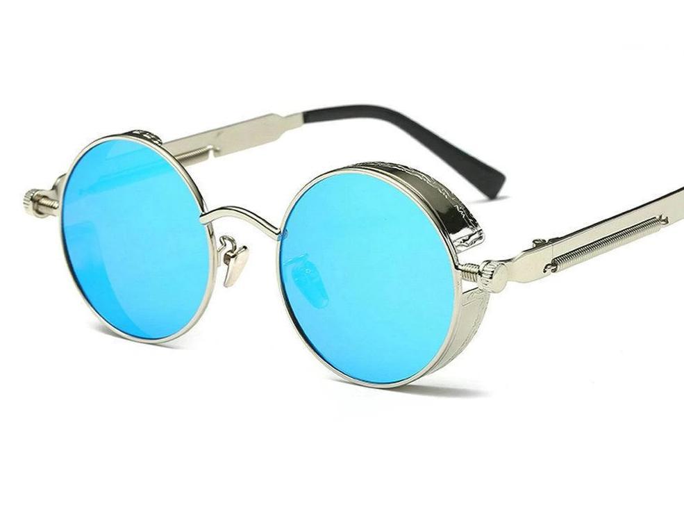 Vintage Retro Polarized Round Steampunk Sunglasses -Unique and Classy