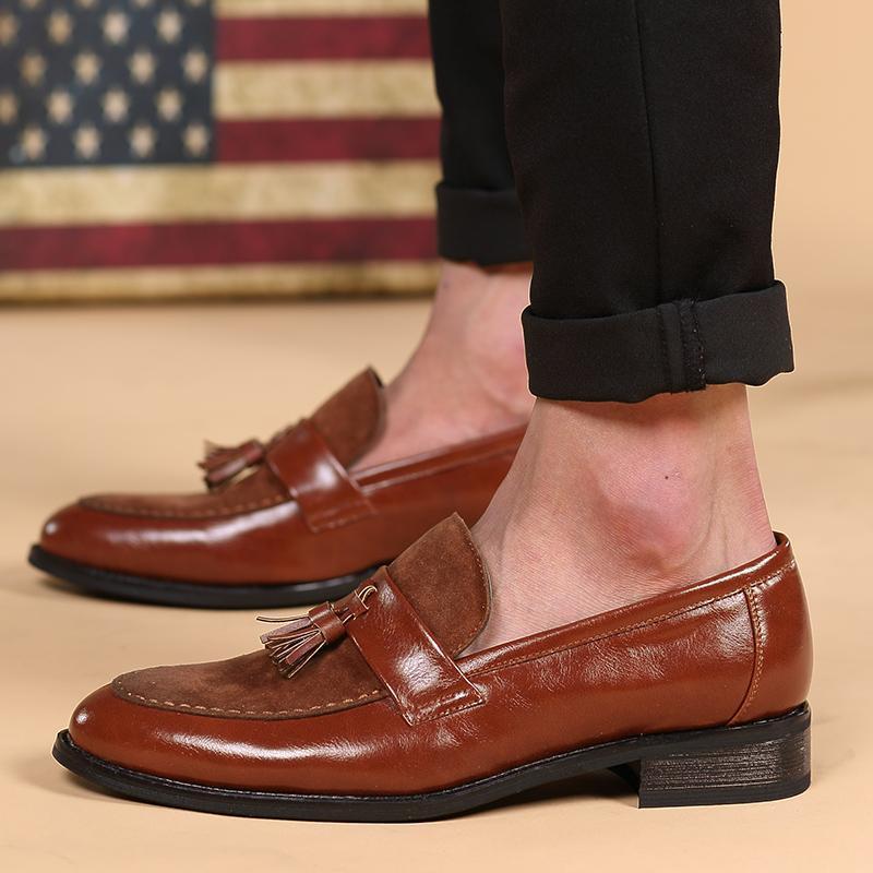 New Arrival Men Brown Boat Shoes Fashion Pointed Toe Suede Tassel
