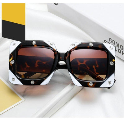 2020 Italian Big Frame Square Crystal Diamond Sunglasses For Unisex-Unique and Classy