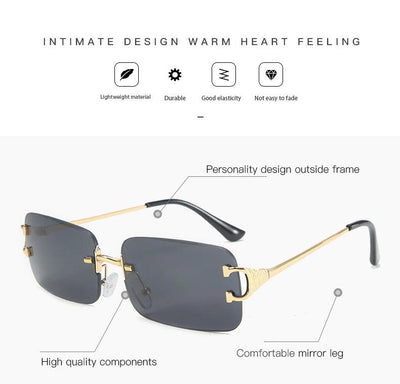 Vintage Rimless Metal Frame Outdoor Sunglasses For Men And Women-Unique and Classy