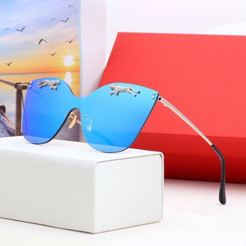 Cat Eye Frameless Animal Decoration Thick Mirror lunette Mirror Cool Sunglasses For Unisex-Unique and Classy