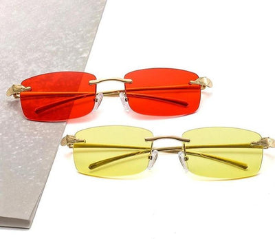 2020 Luxury Brand Gradient Rimless Small Square Leopard Heart Leg Sunglasses For Men And Women-Unique and Classy