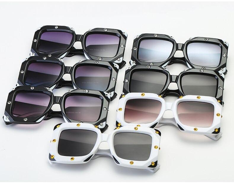 2020 Italian Big Frame Square Crystal Diamond Sunglasses For Unisex-Unique and Classy