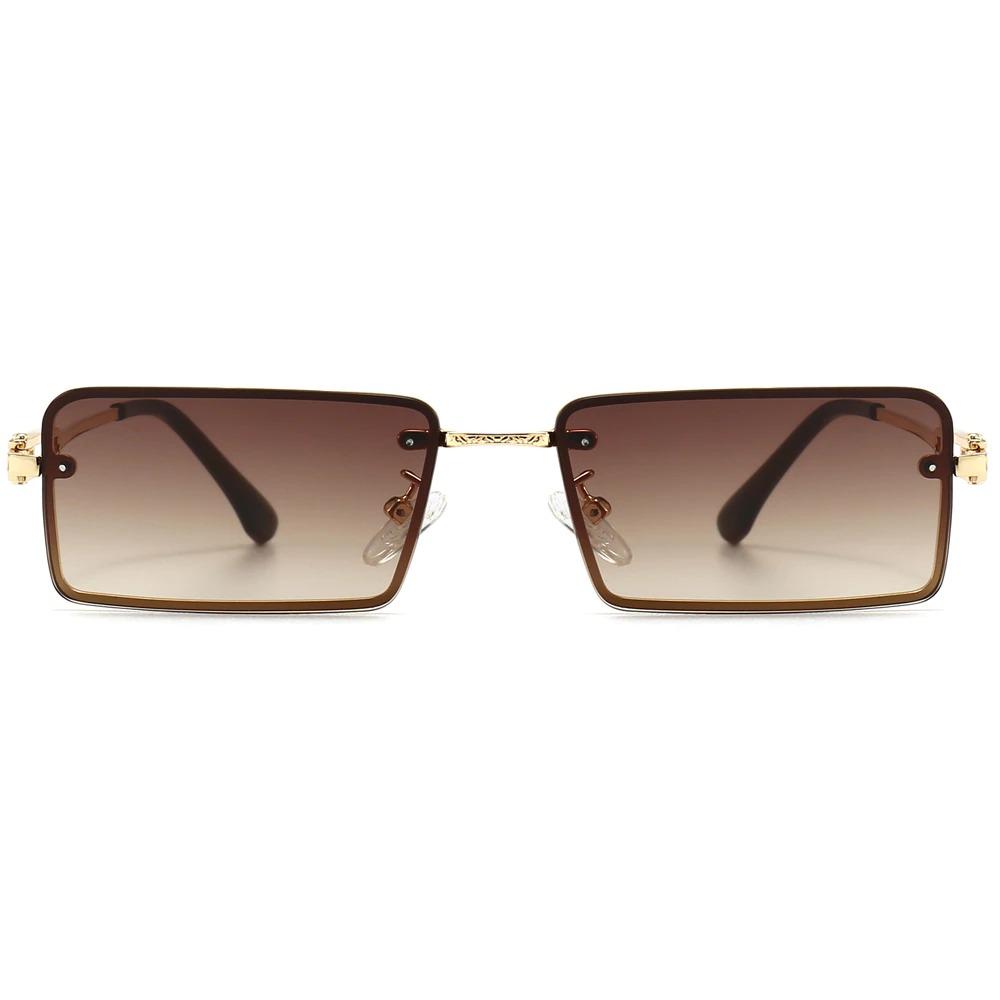 Stylish Retro Square Frameless Classic Vintage Brand Metal Narrow Designer Frame Sunglasses For Men And Women-Unique and Classy