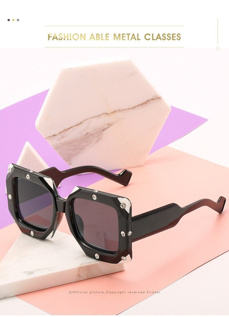 2020 Italian Big Frame Square Crystal Diamond Sunglasses For Unisex-Unique and Classy